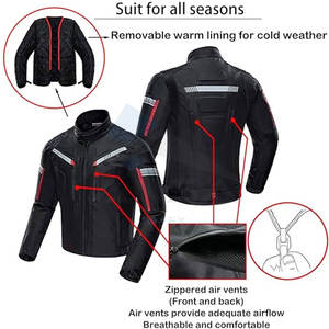 Blouson de moto, veste de motard, imperméable, coupe-vent, protection intégrale du corps, rembourrage blindé, veste de conduite d'été, noir - Product Image 5