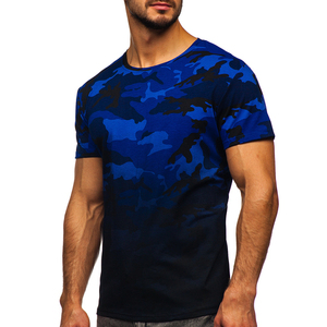 T-shirt camouflage élégant pour homme, bleu marine, 100% polyester avec impression par transfert par sublimation compressée en fibre de coton/bambou, chemise pour homme - Product Image 3