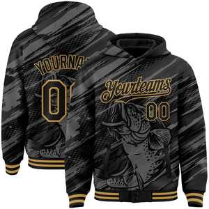 Veste letterman à capuche de pêche brodée pour une utilisation en équipe vêtements d'extérieur de style universitaire polaire chaude veste d'hiver intérieure extérieure - Product Image 3