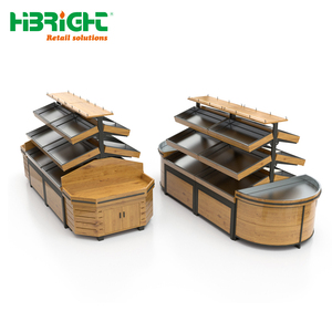 Commercial Wooden Grocery Store Fruit Veg Display <b>Stand</b> Supermarket Freestanding Island Shelf <b>Vegetable</b> Rack - Product Image 4