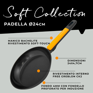 Linea Soft Collection 24 cm padella antiaderente pressofusa ceramica e ferro per cucina a induzione per alberghi - Product Image 6