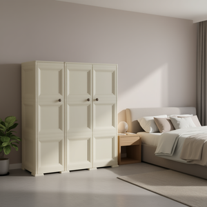 Armario portátil de plástico Tontarelli OMNIMODUS con 3 puertas abatibles Angora (120cm) KIT de muebles - Product Image 3