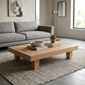 Our Modern Furniture Aswattha Visionary <b>Solid</b> <b>Wood</b> Coffee Table Low Platform Wooden Center Table For Living Room Setup Art - Product Image 4