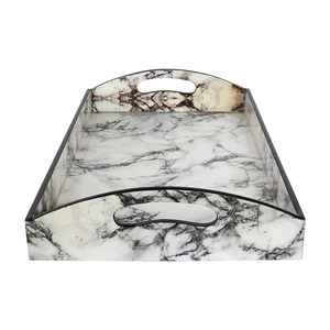 American Style <b>Black</b> & White Eco-Friendly Wedding Table <b>Serving</b> <b>Tray</b> Wholesale New Design Handmade Marble <b>Tray</b> - Product Image 6