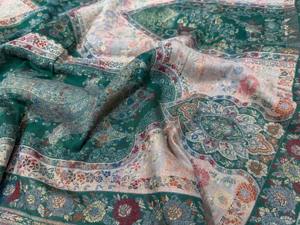 Châle en laine Jamawar du Cachemire fabriqué à la main, tissage multicolore complexe, accessoire d'hiver de qualité supérieure, vert foncé - Product Image 6