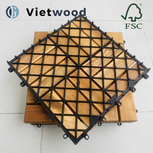 Dalles de terrasse en bois dur, acacia, bois, interverrouillage, patio, balcon, toit, jardin, carré, résistant aux intempéries et imperméable - Product Image 2