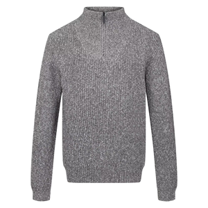 เสื้อสเวตเตอร์ถักแบบสวมหัวของผู้ชายผ้าคอตตอน100% มีซิปปิดแพทเทิร์นพื้นสำหรับฤดูหนาว - Product Image 1