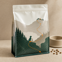 Bolsa Plana Personalizada con Mapa de Senderos Alpinos Impresa Digitalmente para Premios de Perros, Empaque Reutilizable para Mascotas Sin Válvula