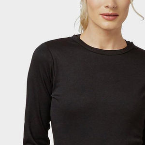 T-shirts à manches longues pour femmes en coton 100% respirant, uni, été - Confort quotidien, décontracté, port quotidien, tissu tricoté 200g - Product Image 5