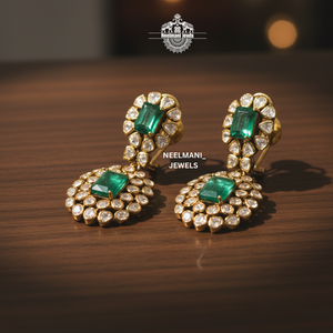 Big Moissanite Polki <b>Earrings</b> - Product Image 3