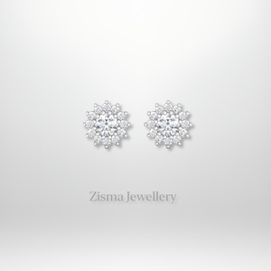 Boucles d'oreilles exclusives en forme de fleur en diamant 14K or massif diamants naturels cultivés en laboratoire dos plat Lobe Cartilage Helix Piercing Jewelry - Product Image 1