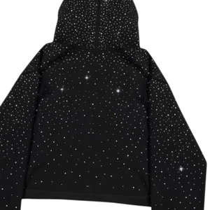 Sudadera de Lujo para Hombre con Diamantes de Moda, Letras de Cristal con Pedrería Personalizada, Brillante, Media Cremallera, Invierno, 100% Algodón Felpa - Product Image 5