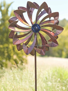 Moulin à vent double avec piquet en métal stable Attrape-vents pour l'extérieur, cour, patio, pelouse et jardin Décorations - Product Image 6