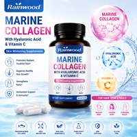 Rainwood OEM Collagène Marin avec Acide Hyaluronique et Vitamine C, Compléments Blanchissants pour la Peau, Capsules de Collagène pour Cheveux, Peau et Ongles