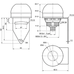 Luz indicadora LED Di-Soric, 1.2W, 24V DC, IP65, Blanca, Domo de Plástico, Conector M12, Uso en Panel de Control, Duradera, Garantía de 2 Años - Product Image 2