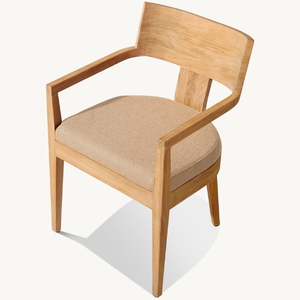 Chaise simple en teck de style moderne, adaptée à une utilisation en extérieur, équipée de mousse souple et d'accoudoirs - Product Image 5