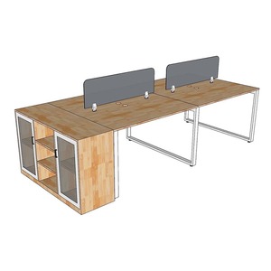 Contemporary Minimalist 4-Piece <b>Foldable</b> Melamine <b>Office</b> <b>Desks</b> with Side Cabinet - Product Image 5
