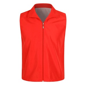 Chaqueta de trabajo sin mangas de lona de poliéster rojo unisex, chaleco de voluntario duradero para eventos al aire libre, UNIFORMES DE EQUIPO, opción de talla grande - Product Image 2