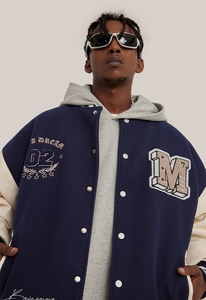 Veste universitaire OEM pour hommes avec support vêtements d'hiver vintage blouson de baseball bombardier en cuir avec logo brodé personnalisé - Product Image 3