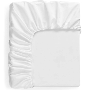 Venta directa de fábrica, Sábana bajera blanca para Hotel, 100% algodón, bordado personalizado, ropa de cama para dormitorio King Size, 200TC para todas las estaciones - Product Image 6