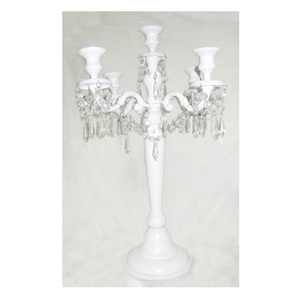 Candelabros de cristal de primera calidad, candelabros glamorosos con recubrimiento en polvo blanco para fiestas, bodas y eventos especiales - Product Image 1