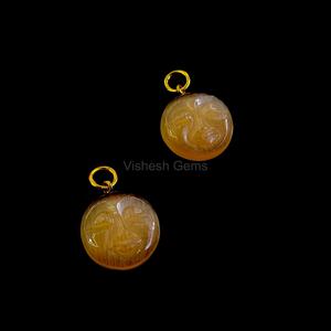 Pierre de lune pêche visage rond sculpté pendentif en pierres précieuses boucle unique plaqué or argent Sterling 925 pendentif en pierres précieuses breloques bricolage - Product Image 2