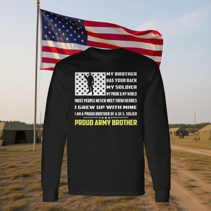T-shirt à manches longues My Soldier Hero Proud Army Brother, T-shirt promotionnel My Brother Has Your Back - Product Image 3