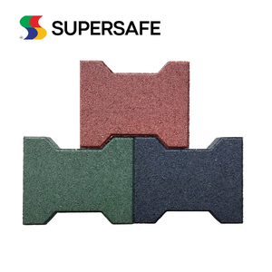 Dalles en caoutchouc en forme d'os de chien SuperSafe, épaisseur de 15 à 50 mm, taille 200x160 mm, haute résistance, haute résistance aux chocs, antidérapantes, à emboîtement facile - Product Image 4