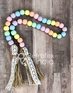 Guirlande de perles de décoration en bois de réfractex fabriqué en inde pour une meilleure qualité et plus de couleurs - Product Image 4