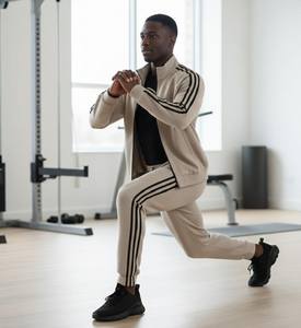 Conjunto Deportivo Casual de 2 Piezas para Hombre, Estampado y Liso, con Sudadera con Cremallera Completa y Pantalones Deportivos, 100% Algodón - Product Image 1