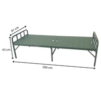 Lit pliant d'extérieur portable en acier, lit de camping, lit de plage, lit simple pliable en métal et plastique pour la maison et le terrain
