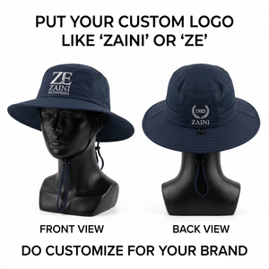 180 GSM Polyester/Cotton 3D Embroidery Custom Logo Mesh Side Panels Wide Brim Bucket <b>Hat</b> <b>Navy</b> Unisex Adult - Product Image 1