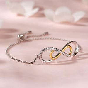 Jeulia Rhodium Plated Sterling Silver Double Layer <b>Infinity</b> Charm <b>Bracelet</b> with Zircon - Product Image 5