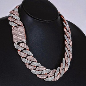 คอลเลกชั่นฮิปฮอป22นิ้วจี้เพชรโมอิสตัดกลม & สร้อยเพชรสีโรสเตอร์ลิงสีขาวสำหรับผู้ชาย - Product Image 3