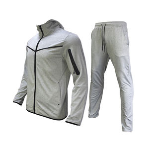 Traje deportivo informal para hombre para primavera otoño chándal impermeable con capucha con soporte de punto 10 piezas chándales teñidos lisos - Product Image 5