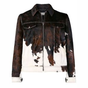 Chaqueta de Cuero Vacuno Premium con Estampado de Vaca en Blanco y Negro para Motociclista |   Directo de Fábrica |   Pedidos al por Mayor - Product Image 4