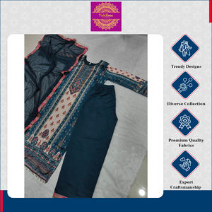 Conjunto de Kurti, Palazzo y Dupatta de Alta Calidad con Bordado Tradicional de Lujo Moderno para Ocasiones Especiales - Product Image 3