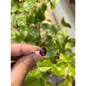 925 <b>Silver</b> Natural Red Garnet <b>Ring</b> with Topaz Fine Jewelry for <b>Men</b> Every Day Wear Platinum Cut Gemstone <b>Ring</b> - Product Image 3