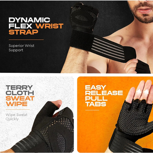 Fabricante de fábrica Precio de Venta caliente Hombres y mujeres Fitness Deporte Entrenamiento Guantes Levantamiento de pesas Guantes de gimnasio - Product Image 3
