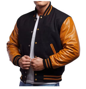 Veste d'université en cuir de laine pour hommes Offre Spéciale avec manches rétro Logo personnalisé brodé Logo à capuche avant Veste d'hiver mince - Product Image 2