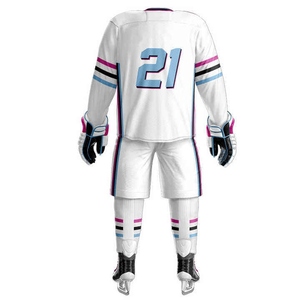 Uniformes de hockey sur glace pour adultes personnalisés en gros, vêtements de sport de sublimation haut de gamme, service OEM, respirant, doux, 100% polyester - Product Image 3
