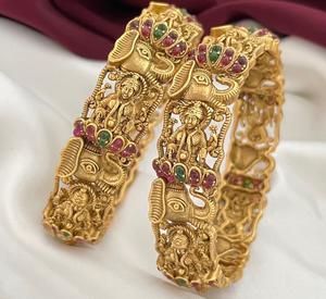 Trendy Premium Quality <b>Gold</b> <b>Plated</b> Traditional Wear Stylish <b>Bangles</b> Two Pair Of <b>Bangles</b> Set for Wedding Collection For Women - Product Image 1