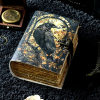 Carnet en cuir classique imprimé Grimoire Corbeau Noir, 400 pages, style Horreur Gothique, pour Sorcellerie, Halloween, Fête des Mères