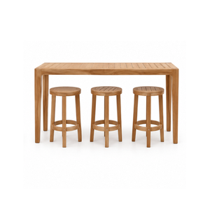 Conjunto de Mesa de Bar de Madera Natural para Exteriores con Taburetes Redondos para Patio, Jardín, Cafetería, Restaurante y Proyectos de Hostelería - Product Image 2