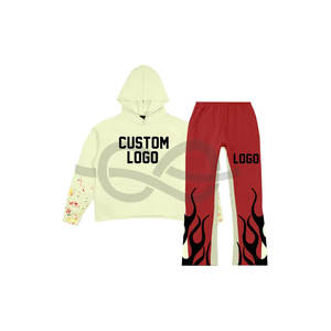 Nuevo logotipo personalizado de alta calidad para hombres Streetwear Tech Fleece Chándal con Jogging Flare Pants Bold Puff Printing - Product Image 6