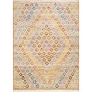 Tapis en laine noué à la main Erbe Large Area Ivory AKWL-1288, géométrique, pour salon, couloir, maison, voiture - Product Image 1
