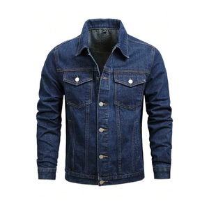 Veste en jean décontractée bleue pour homme, 100 % coton, boutonnée, motif uni, coupe classique, streetwear, vêtement d'extérieur - Product Image 1