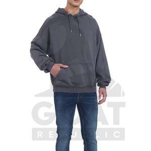 Sudadera con Capucha Gruesa de Invierno para Hombre, Personalizada, Estilo Desgastado, Holgada, Lavada al Ácido, Mezcla de Algodón, Ropa Urbana - Product Image 4