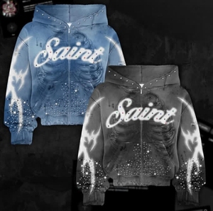 Sweat à capuche zippé pour homme en coton et polyester, tissu polaire, capuche surdimensionnée, impression numérique, sweat à capuche décontracté lourd - Product Image 4