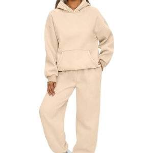 Nuevo 2025 conjuntos de chándal con capucha para mujer de Color sólido ropa estampada de peso pesado con pantalón de talla grande características - Product Image 1